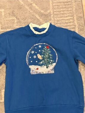 Blue Sequin Graphic Sweatshirt